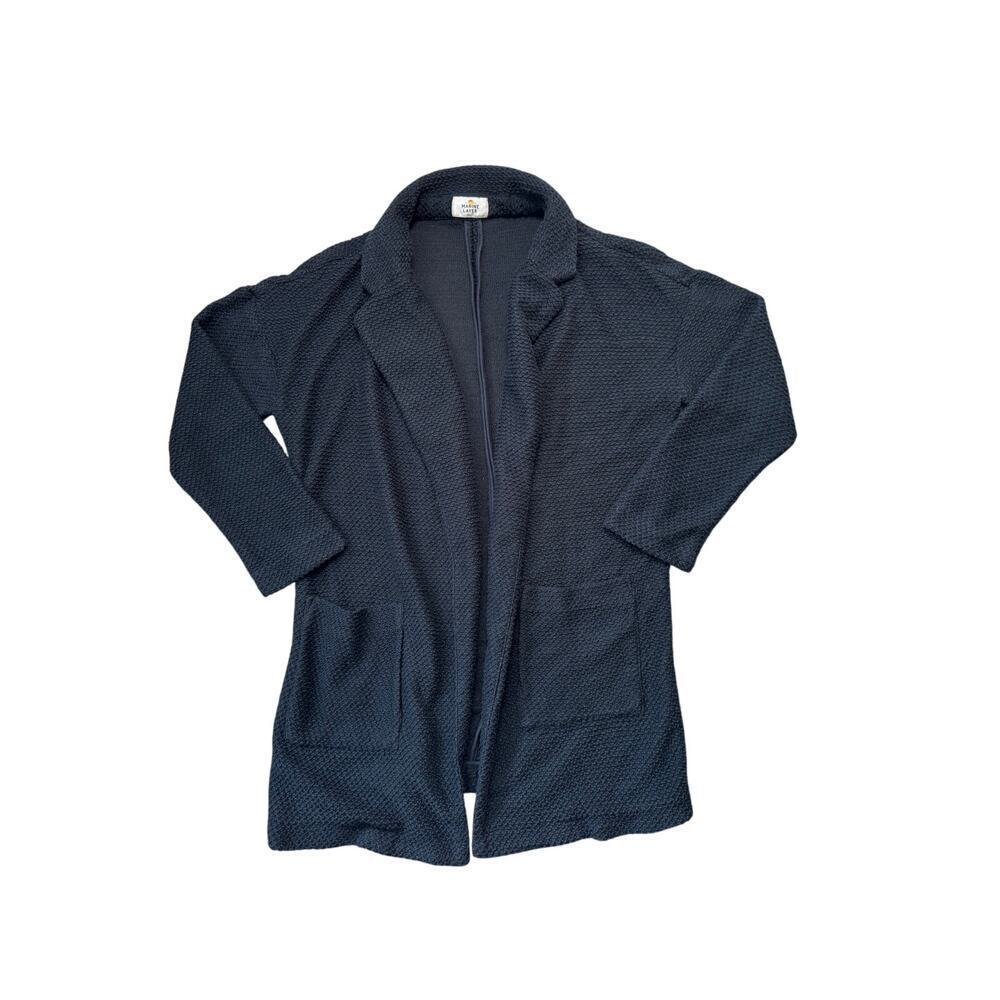 Marine Layer Women's Woven Cotton Blend Black Cardigan Sweater, Size Small